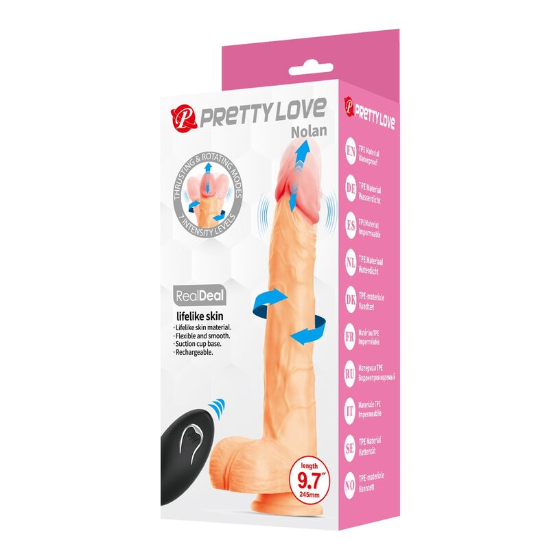 PRETTY LOVE - NOLAN DILDO VIBRATÓRIO COM CONTROLE REMOTO, 24,5 CM Ø 5 CM NATURAL - Image 9