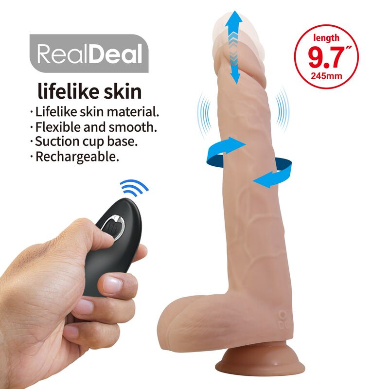 PRETTY LOVE - NOLAN DILDO VIBRATÓRIO COM CONTROLE REMOTO, 24,5 CM Ø 5 CM NATURAL - Image 8