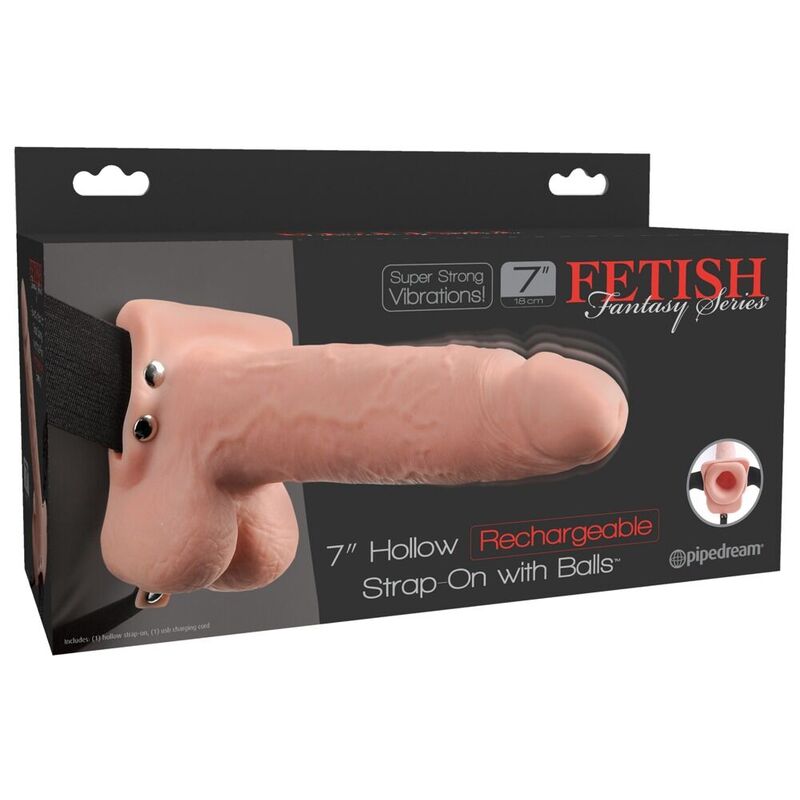 SÉRIE FETICHE DE FANTASIA – STRAP-ON VIBRATÓRIO REALISTA COM BOLAS 17,8 CM