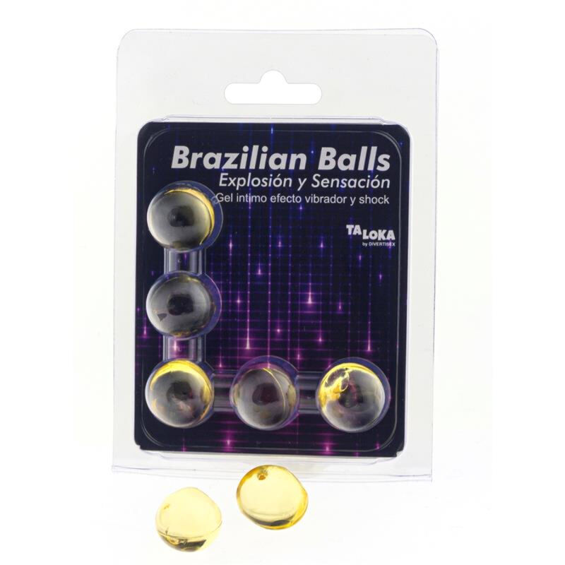 TALOKA - 5 BOLAS BRASILEIRAS COM EFEITO VIBRATÓRIO E CHOQUE EM GEL EXCITANTE
