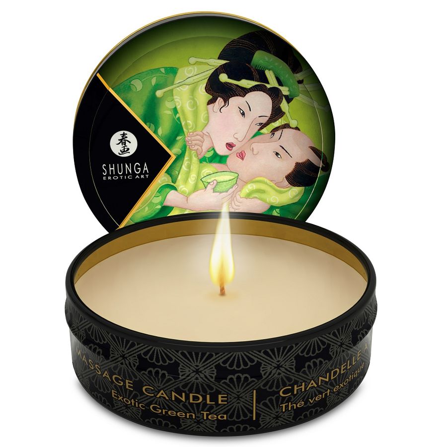 SHUNGA – MINI CARESS BY CANDELIGHT VELA DE MASSAGEM VERDE 30 ML