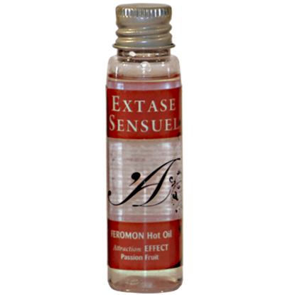 EXTASE SENSUAL – ÓLEO DE MASSAGEM COM EFEITO DE CALOR E FEROMÔNIOS DE MARACUJÁ – VIAGEM 35 ML