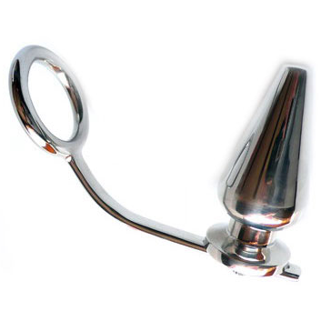 Anel de aço rígido com plugue anal 45 x 50 mm