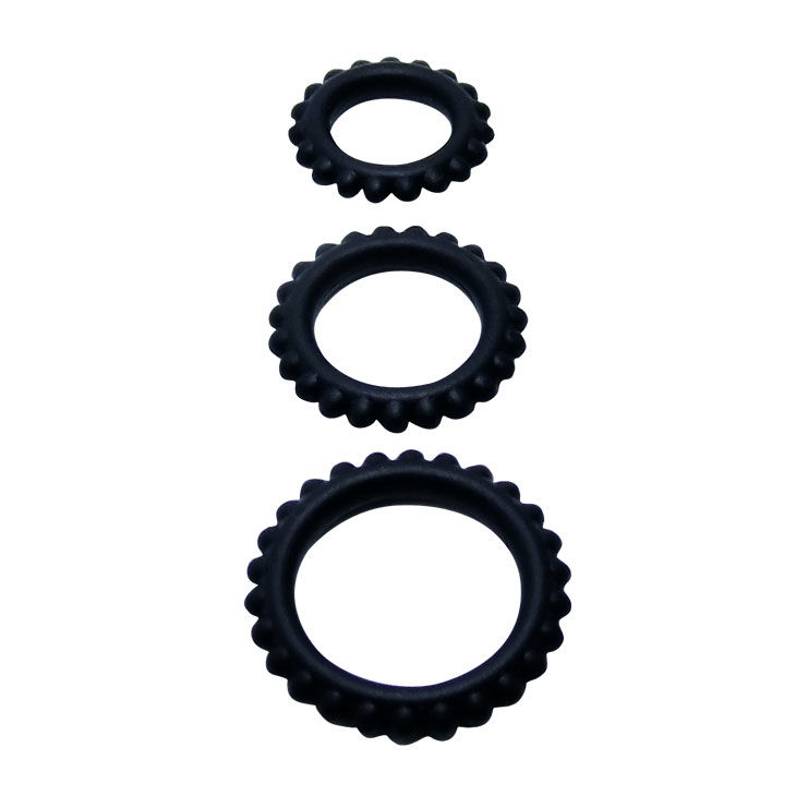BAILE – TITAN SET 3 ANÉIS PENIANOS PRETOS 2,8 + 2,4 + 1,9 CM