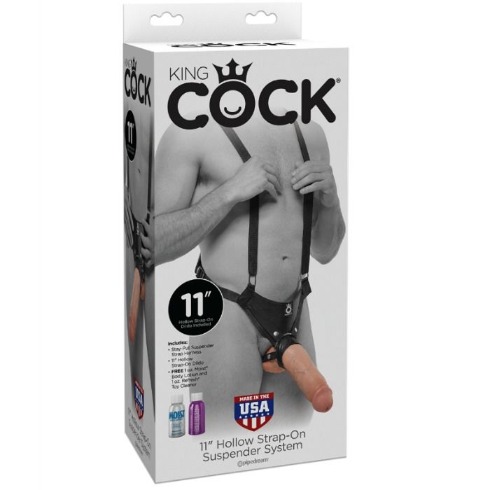 KING COCK – SISTEMA DE SUSPENSÃO STRAP-ON OCO DE 28 CM COR DA CARNE