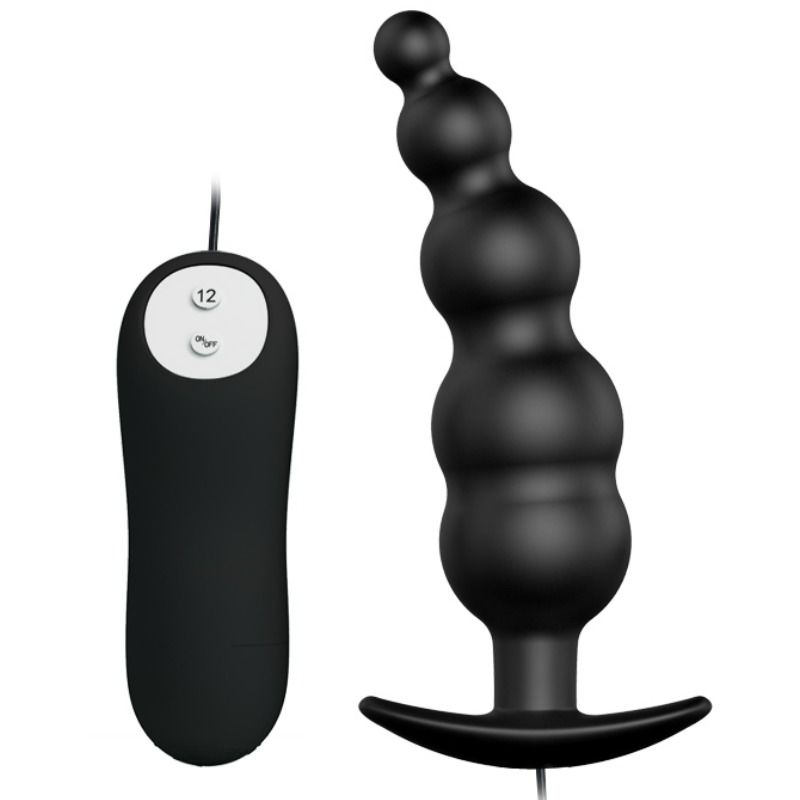 PRETTY LOVE – PLUG ANAL DE SILICONE COM ESTIMULAÇÃO EXTRA E 12 MODOS DE VIBRAÇÃO, PRETO E CONTROLE REMOTO