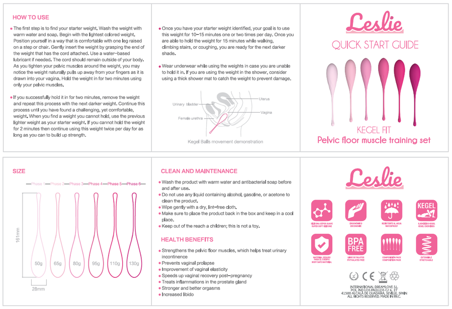 LESLIE - KEGEL FIT CONJUNTO DE 6 PESOS PARA TREINAMENTO DOS MÚSCULOS PÉLVICOS - Image 15