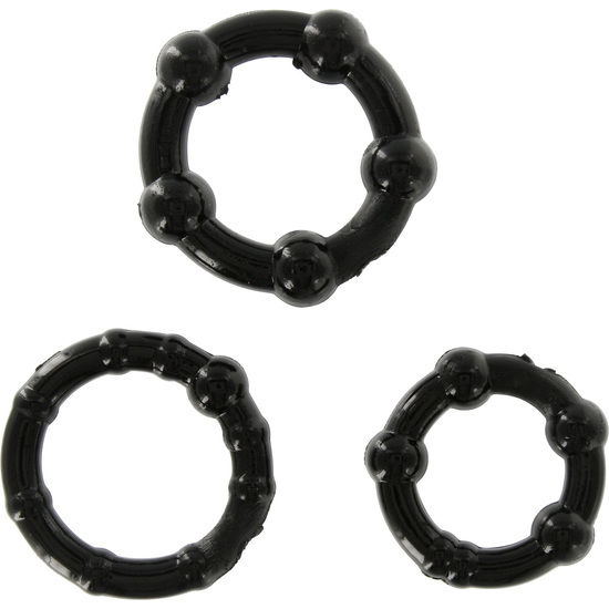 SEVEN CREATIONS – CONJUNTO DE TRÊS ANÉIS PENIANOS PRETOS