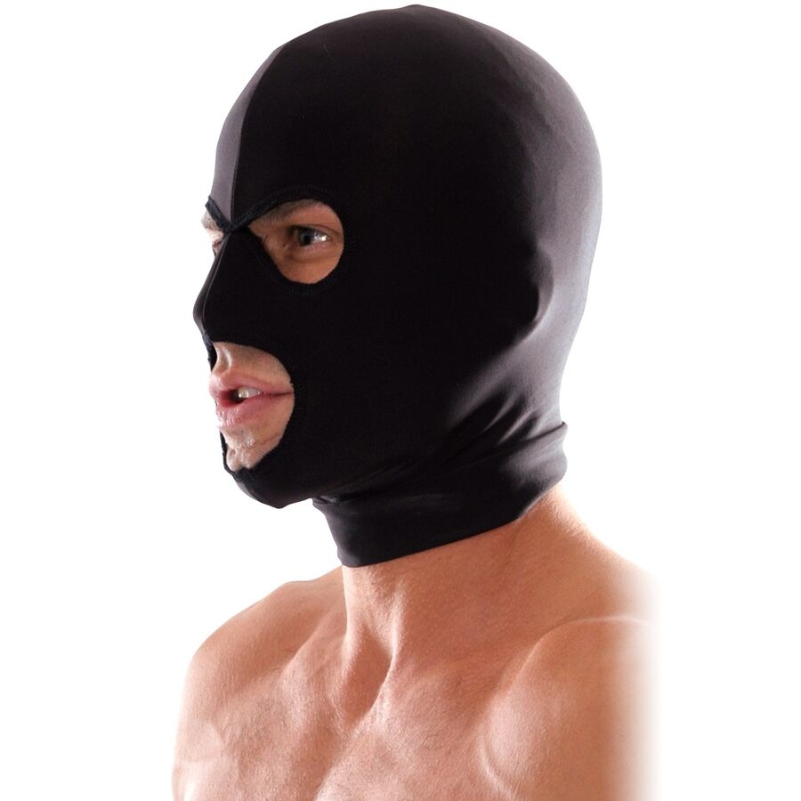 SÉRIE FETICHE DE FANTASIA – CAPUZ DE SPANDEX COM 3 FURAÇÕES