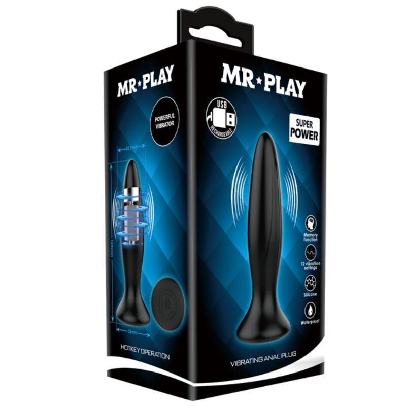 MR PLAY - PLUG ANAL VIBRADOR PRETO RECARREGÁVEL - Image 7