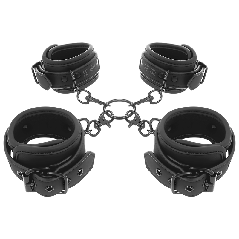 FETICHE SUBMISSÃO – CONJUNTO DE ALGEMAS PARA MÃOS E TORNOZELOS COM FORRO DE NOPRENE