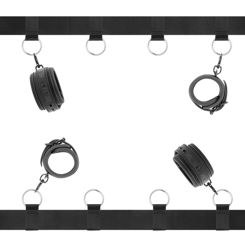 FETICHE SUBMISSIVO – CONJUNTO DE AMARRAS DE CAMA DE LUXO COM FORRO DE NOPRENE