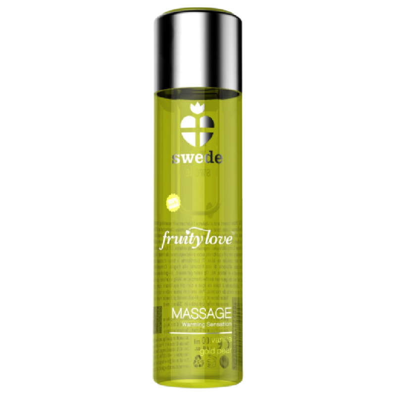 SWEDE – ÓLEO DE MASSAGEM COM EFEITO AQUECEDOR FRUITY LOVE, BAUNILHA E PÊRA DOURADA, 120 ML
