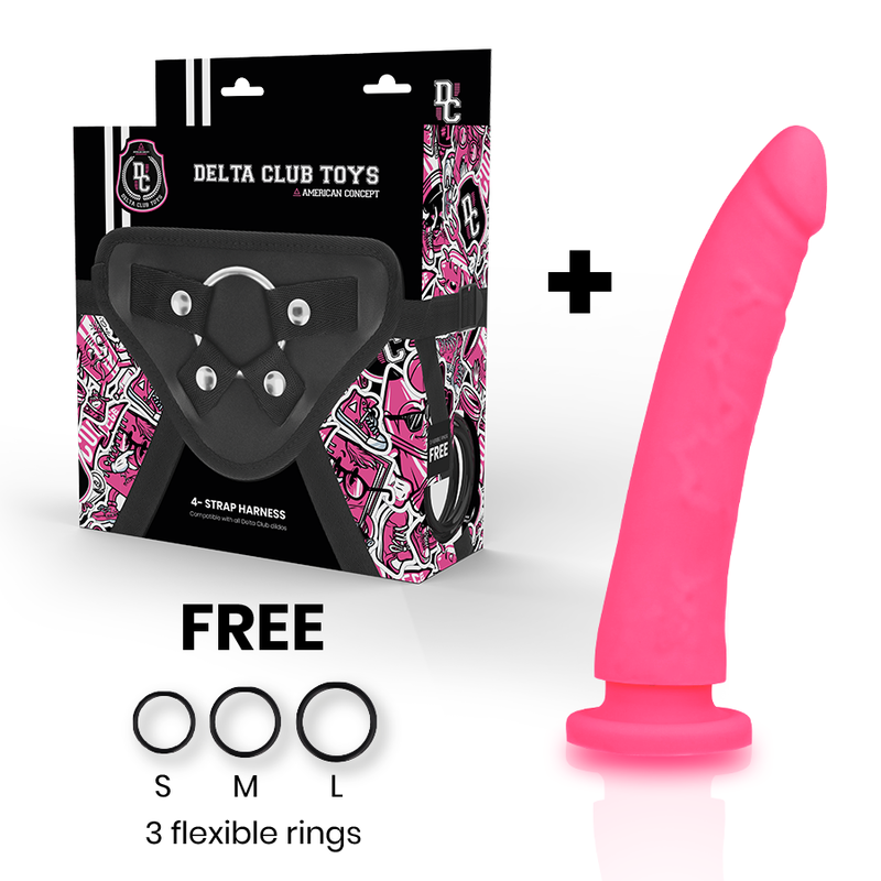DELTA CLUB – BRINQUEDOS COM ARNÊS + PÊNIS DE SILICONE ROSA 17 CM -O- 3 CM