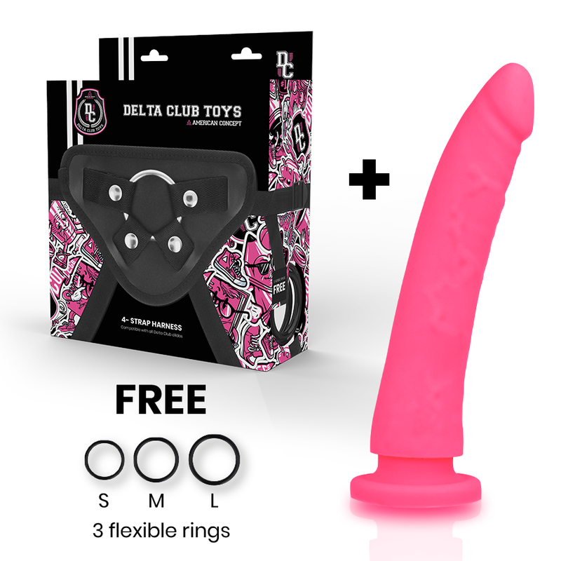 DELTA CLUB – BRINQUEDOS COM ARNÊS + PÊNIS DE SILICONE ROSA 20 CM -O- 4 CM