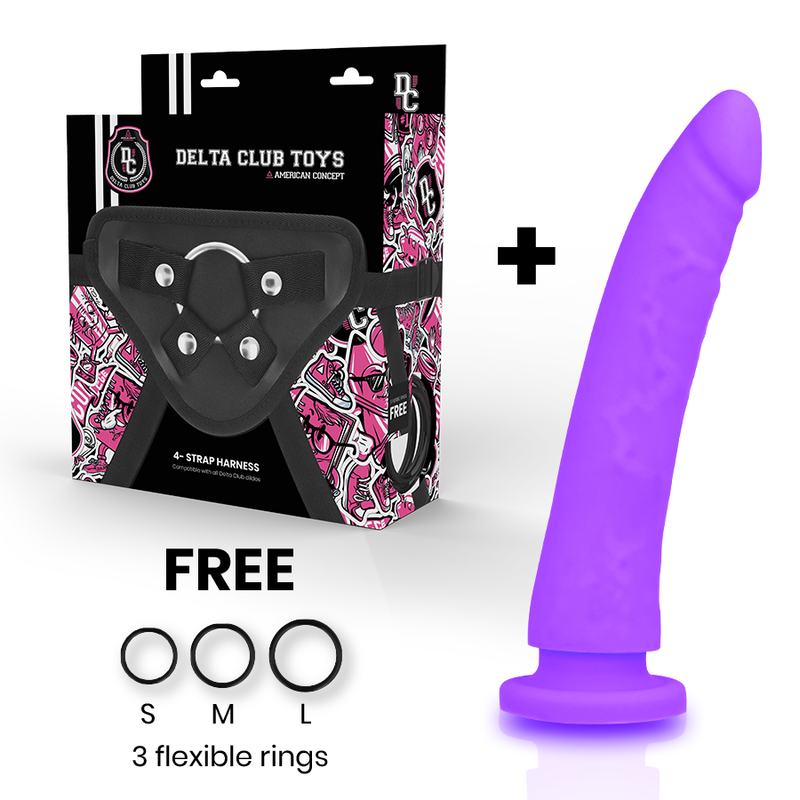 DELTA CLUB – BRINQUEDOS ARNES + DONG SILICONE ROXO 20 CM -O- 4 CM