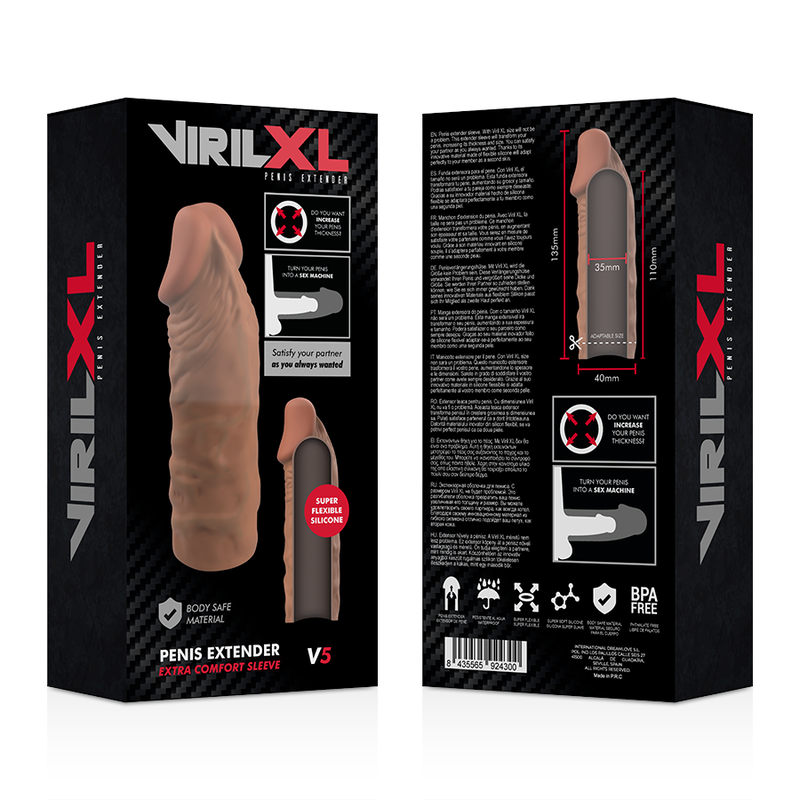 VIRILXL - EXTENSOR DE PÊNIS DE SILICONE LÍQUIDO V5 MARROM - Image 9