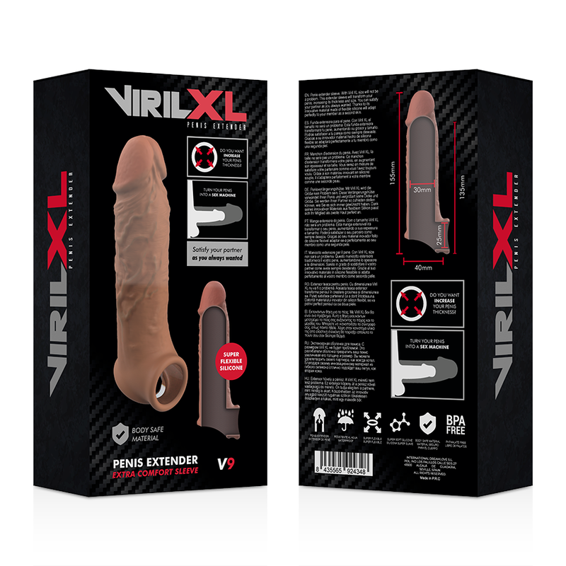 VIRILXL - EXTENSOR DE PÊNIS DE SILICONE LÍQUIDO V9 MARROM - Image 9